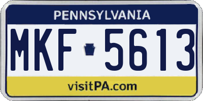 PA license plate MKF5613