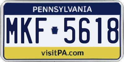PA license plate MKF5618