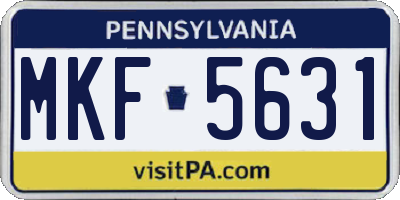 PA license plate MKF5631