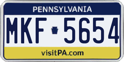 PA license plate MKF5654