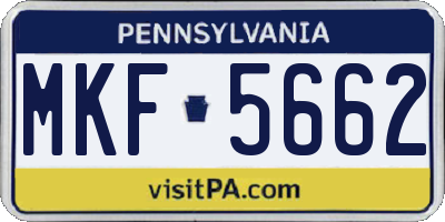 PA license plate MKF5662