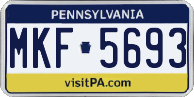 PA license plate MKF5693