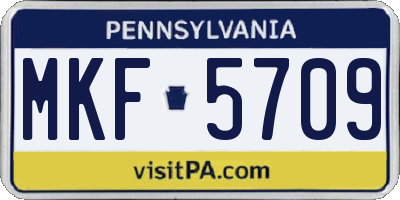 PA license plate MKF5709