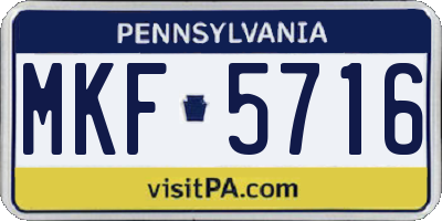 PA license plate MKF5716