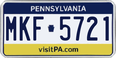 PA license plate MKF5721