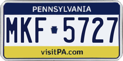 PA license plate MKF5727