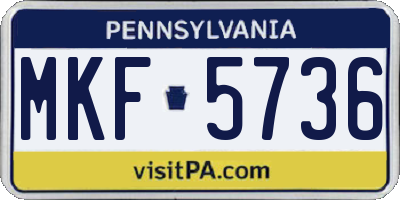PA license plate MKF5736