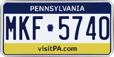PA license plate MKF5740