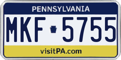 PA license plate MKF5755