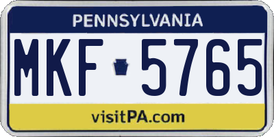 PA license plate MKF5765