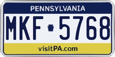 PA license plate MKF5768