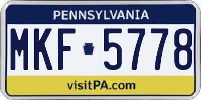 PA license plate MKF5778