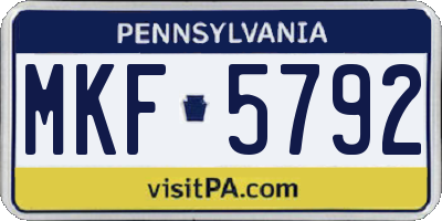 PA license plate MKF5792