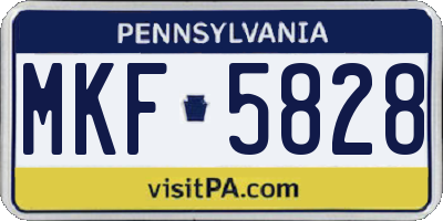 PA license plate MKF5828