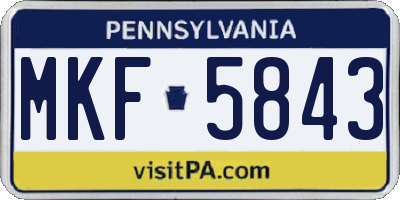 PA license plate MKF5843