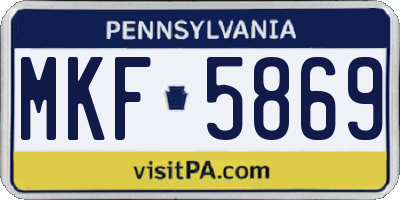 PA license plate MKF5869