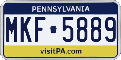 PA license plate MKF5889