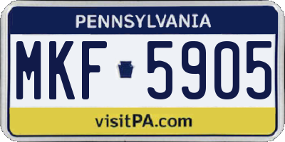 PA license plate MKF5905