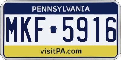 PA license plate MKF5916