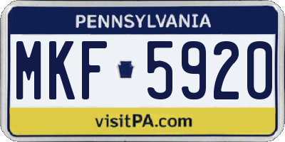 PA license plate MKF5920