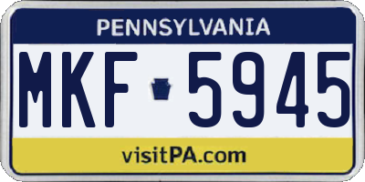 PA license plate MKF5945