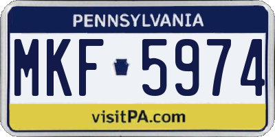 PA license plate MKF5974