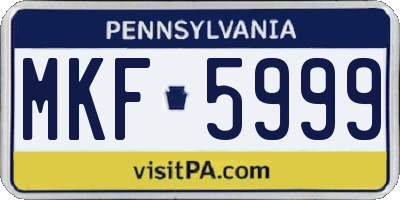 PA license plate MKF5999