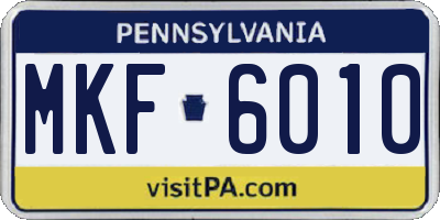 PA license plate MKF6010