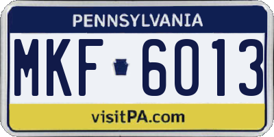 PA license plate MKF6013