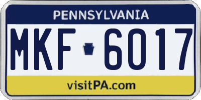 PA license plate MKF6017