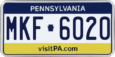 PA license plate MKF6020