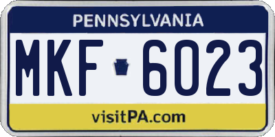 PA license plate MKF6023