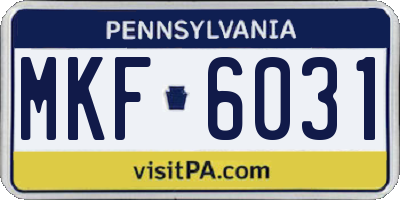 PA license plate MKF6031