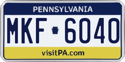 PA license plate MKF6040