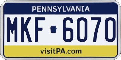 PA license plate MKF6070
