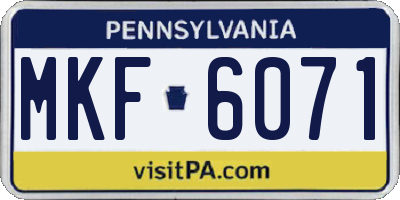 PA license plate MKF6071