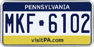 PA license plate MKF6102