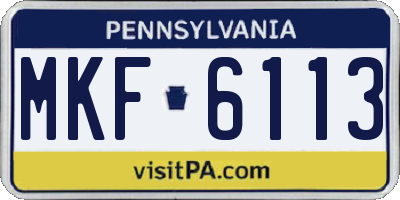 PA license plate MKF6113