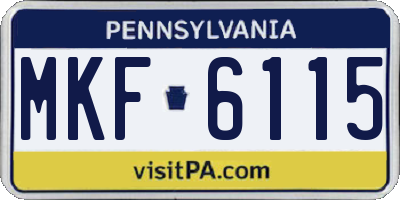 PA license plate MKF6115