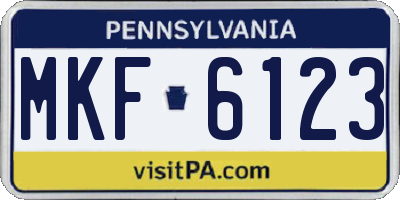 PA license plate MKF6123