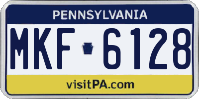 PA license plate MKF6128