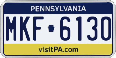 PA license plate MKF6130