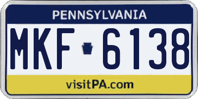 PA license plate MKF6138