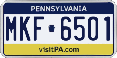 PA license plate MKF6501