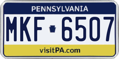 PA license plate MKF6507