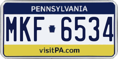 PA license plate MKF6534