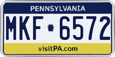 PA license plate MKF6572