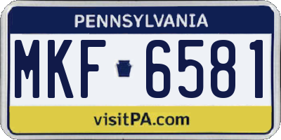PA license plate MKF6581