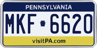 PA license plate MKF6620