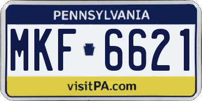 PA license plate MKF6621